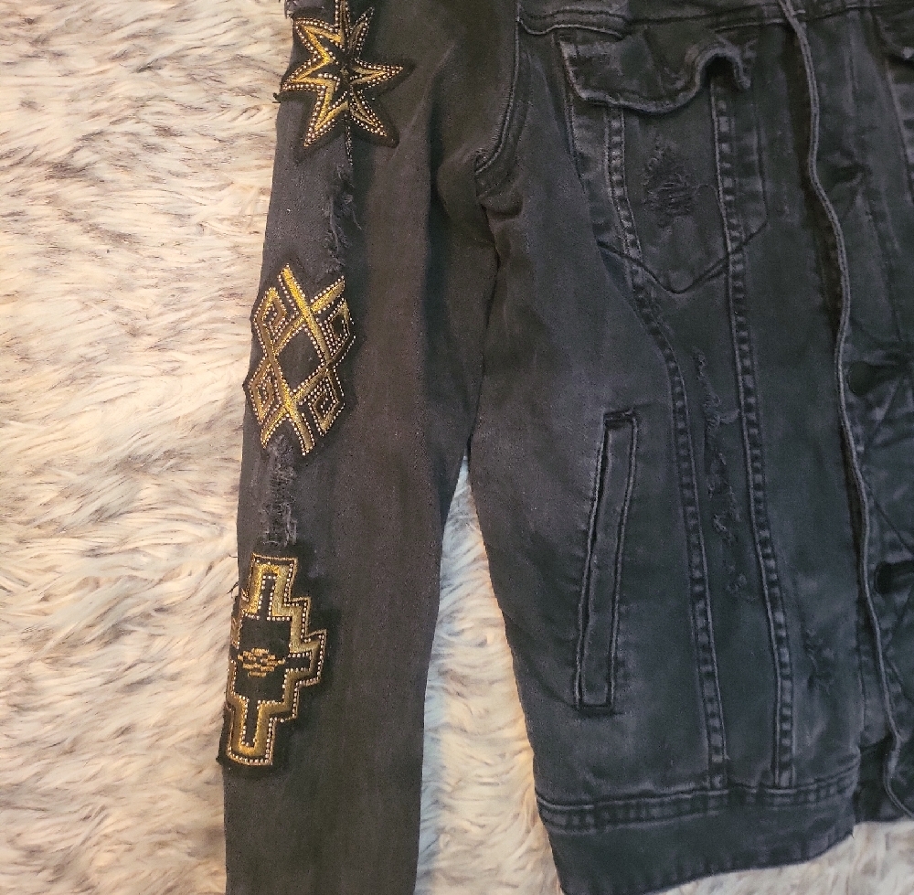 Guess Charcoal Jacket with Gold Accents - Picture 5 of 6